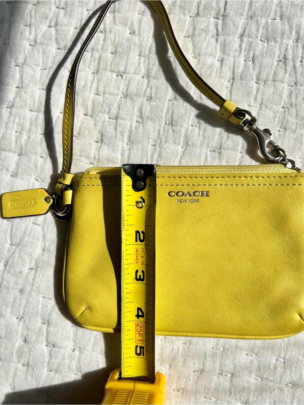 COACH Yellow Leather Wristlet with Silver Hardware - Picture 6 of 7